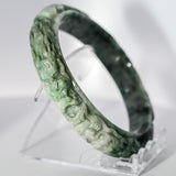 S62 Work Less Get More Twin Dragon Carved Jade Bangle