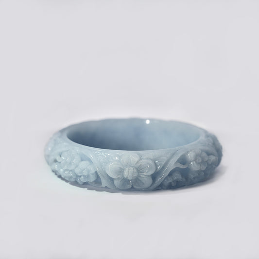 HQ Lavender Engraved Jade Bangle