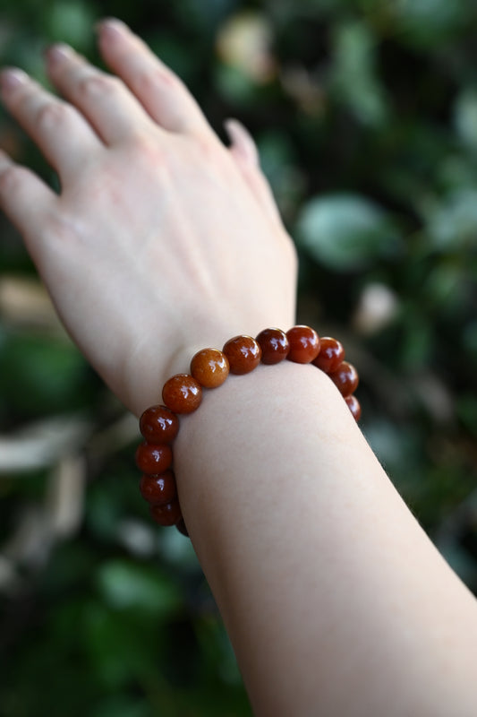 11-12mm Coffee Jade Bead Bracelet