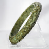 S59 Green Vintage Twin Dragon Carved Jade Bangle