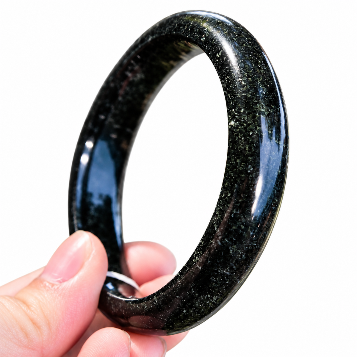 Black Jade Flat Cut Bangle