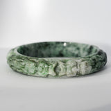 S62 Work Less Get More Twin Dragon Carved Jade Bangle