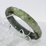 S59 Vintage Lucky Money Coin Carved Jade Bangle