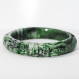 S57 Apple Twin Dragon Carved Jade Bangle