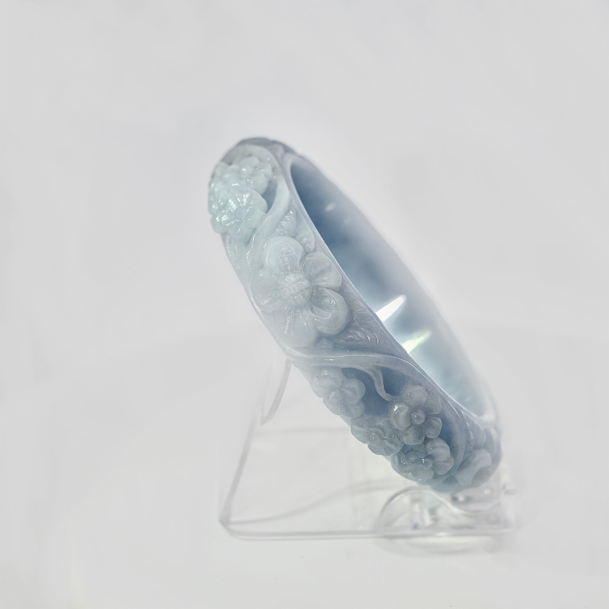 HQ Lavender Engraved Jade Bangle