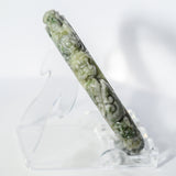 S59 Apple Lavender Twin Dragon Carved Jade Bangle