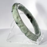 S59 Icy Off-White Twin Dragon Carved Jade Bangle