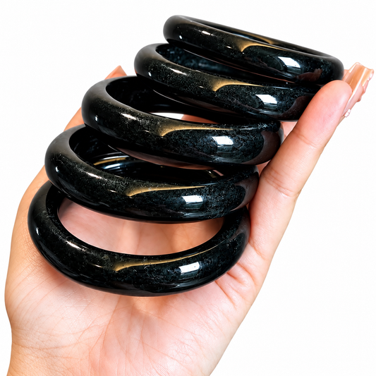 Black Jade Flat Cut Bangle