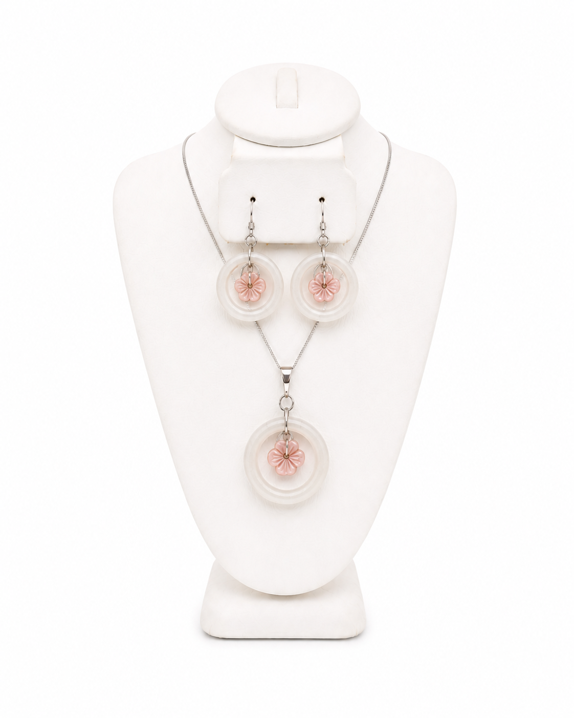 Dancing Mother of Pearl Jade hoops Set