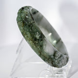 S56 Moss in the Snow Floral Carved Jade Bangle