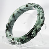 S57 Ocean Blue Twin Dragon Carved Jade Bangle