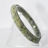 S58/59 Apple Lavender Floral Carved Jade Bangle