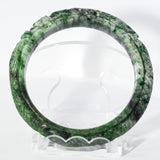 S57 Apple Twin Dragon Carved Jade Bangle