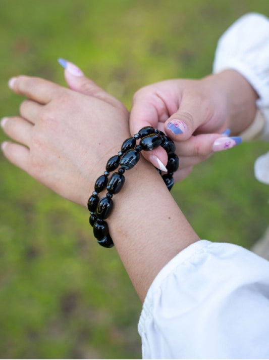 Black Onyx & Obsidian Bracelet Bundle