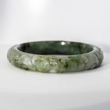 S59 Vintage Lucky Money Coin Carved Jade Bangle