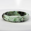 S56 Apple Brown Floral Carved Jade Bangle
