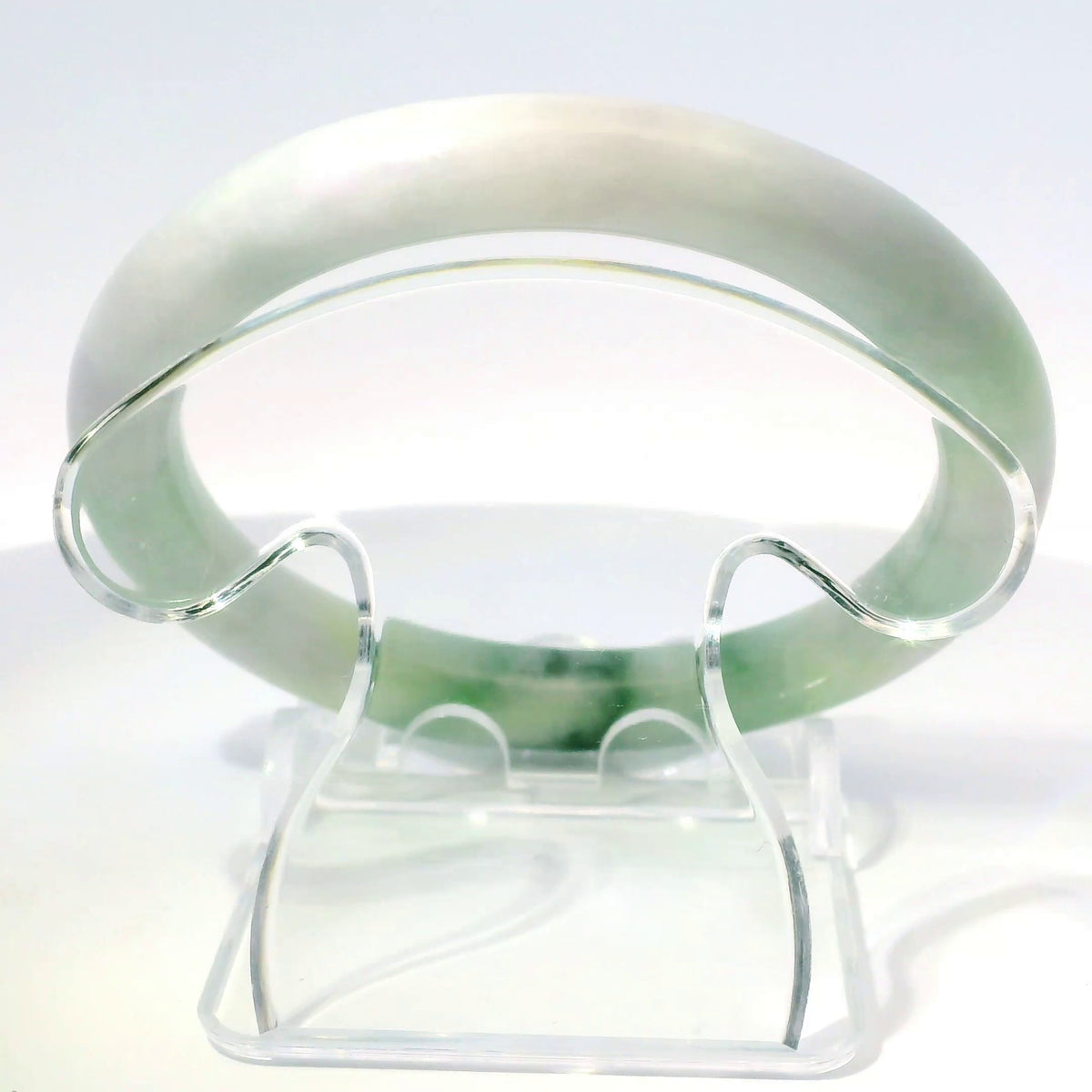 Round jade bangle on wrist, 55mm green jadeite – Brother Ryan Shop