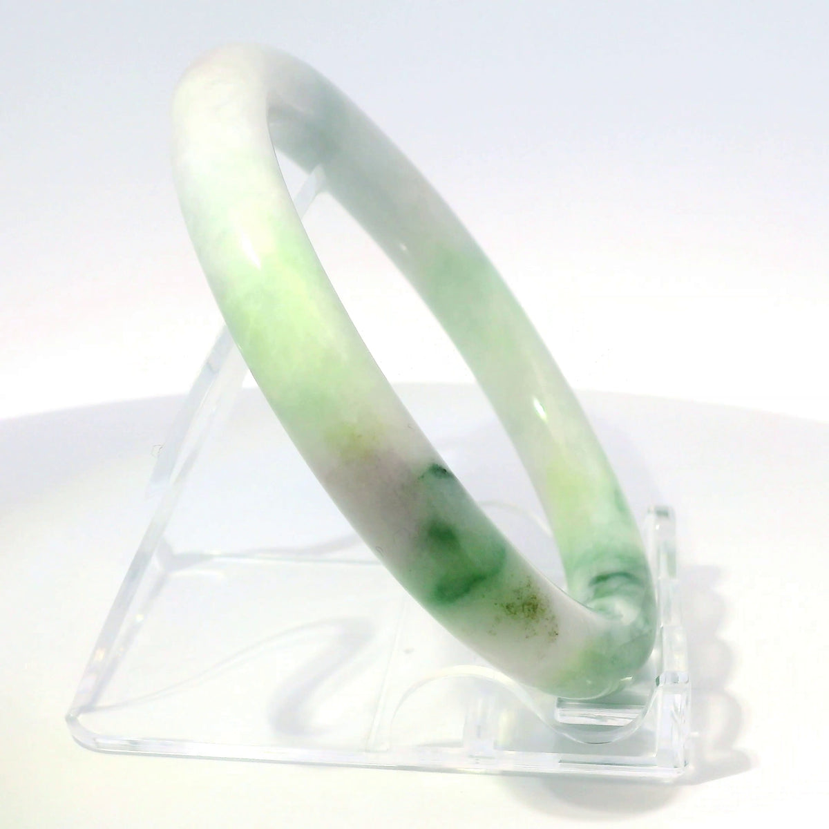 Spring jade bangle inner diameter view, 55mm natural jadeite – Brother Ryan Shop