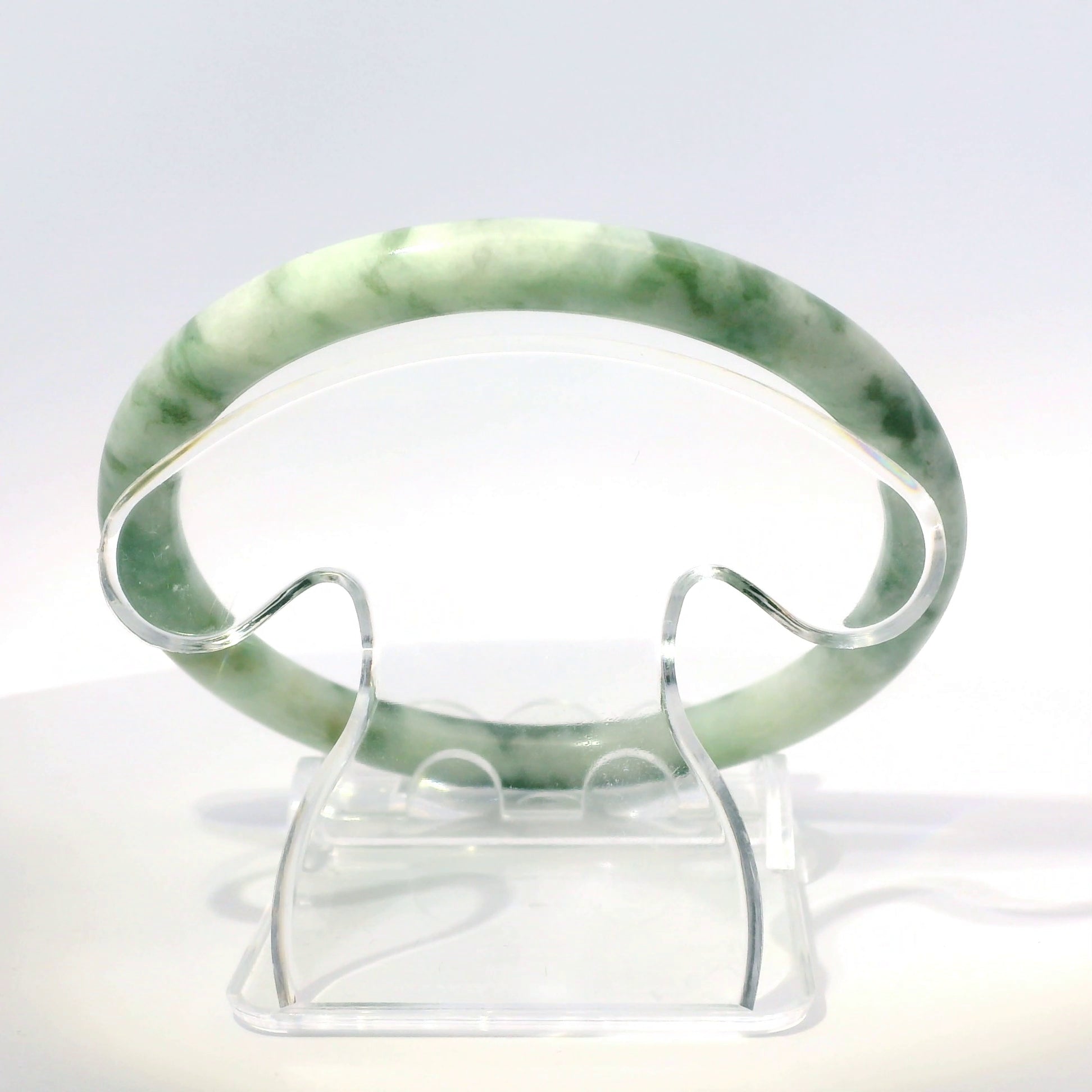 59 Camo Green Round Jade Bangle