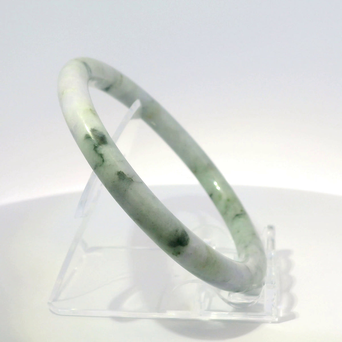 61 Lavender Black Round Jade Bangle