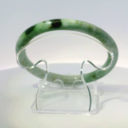 59mm Mix Round Jade Bangle, close-up view showing mixed color pattern, authentic Type A Burma jadeite, Brother Ryan Shop