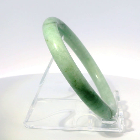 55mm Green Round Jade Bangle, side profile close-up showing band thickness, authentic Type A Burma jadeite, Brother Ryan Shop