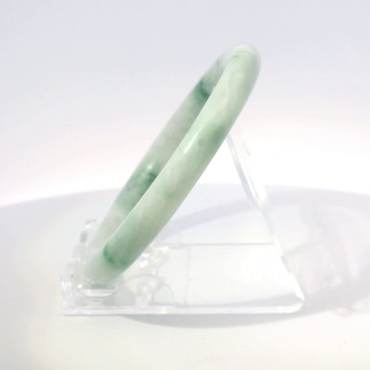 55mm Mossy Ocean Round Jade Bangle, side profile close-up showing band thickness, authentic Type A Burma jadeite, Brother Ryan Shop