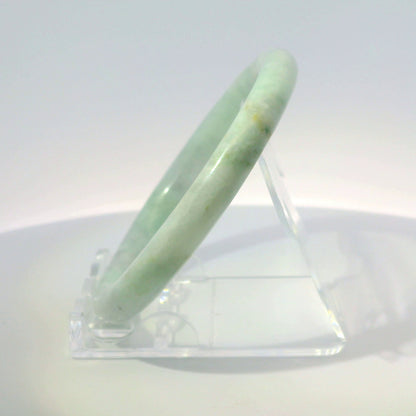 56mm Light Sakura Round Jade Bangle, side profile close-up showing band thickness, authentic Type A Burma jadeite, Brother Ryan Shop