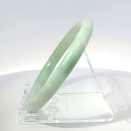 56mm Golden Mountain Round Jade Bangle, side profile close-up showing band thickness, authentic Type A Burma jadeite, Brother Ryan Shop