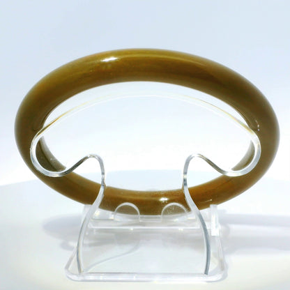 63mm Raw Honey Round jade bangle, flat front view showing interior, authentic Type A Burma jadeite, Brother Ryan Shop