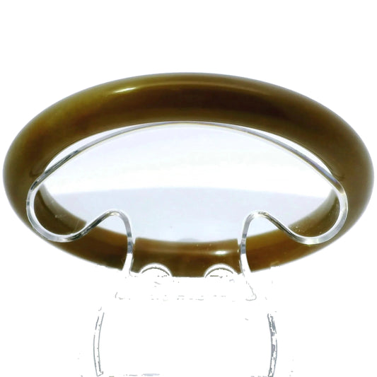 63mm Raw Honey Round jade bangle, flat front view showing interior, authentic Type A Burma jadeite, Brother Ryan Shop