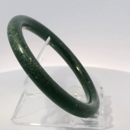 63mm Black Round Jade Bangle, side profile close-up showing band thickness, authentic Type A Burma jadeite, Brother Ryan Shop