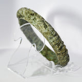 S59 Green Vintage Twin Dragon Carved Jade Bangle
