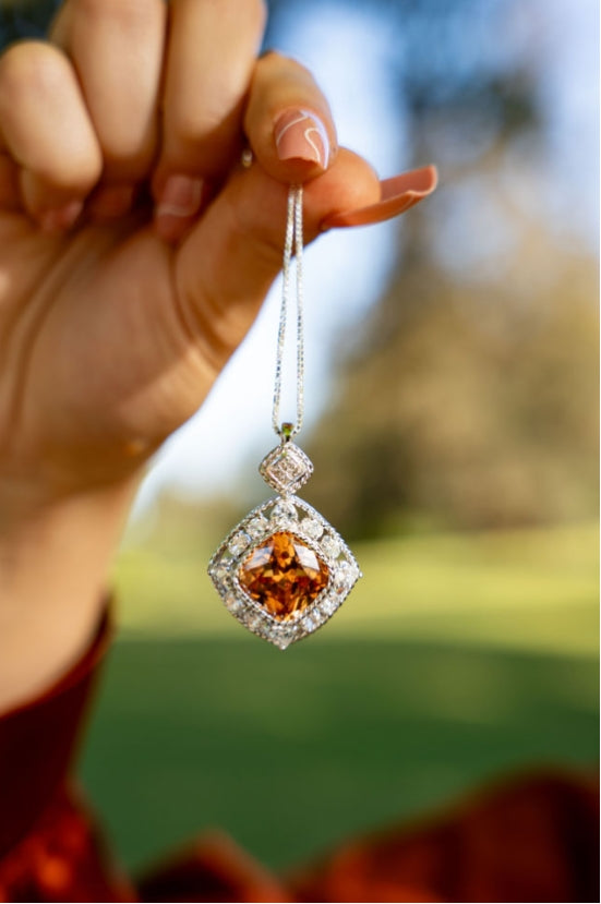 Diamond Shaped Citrine Pendent