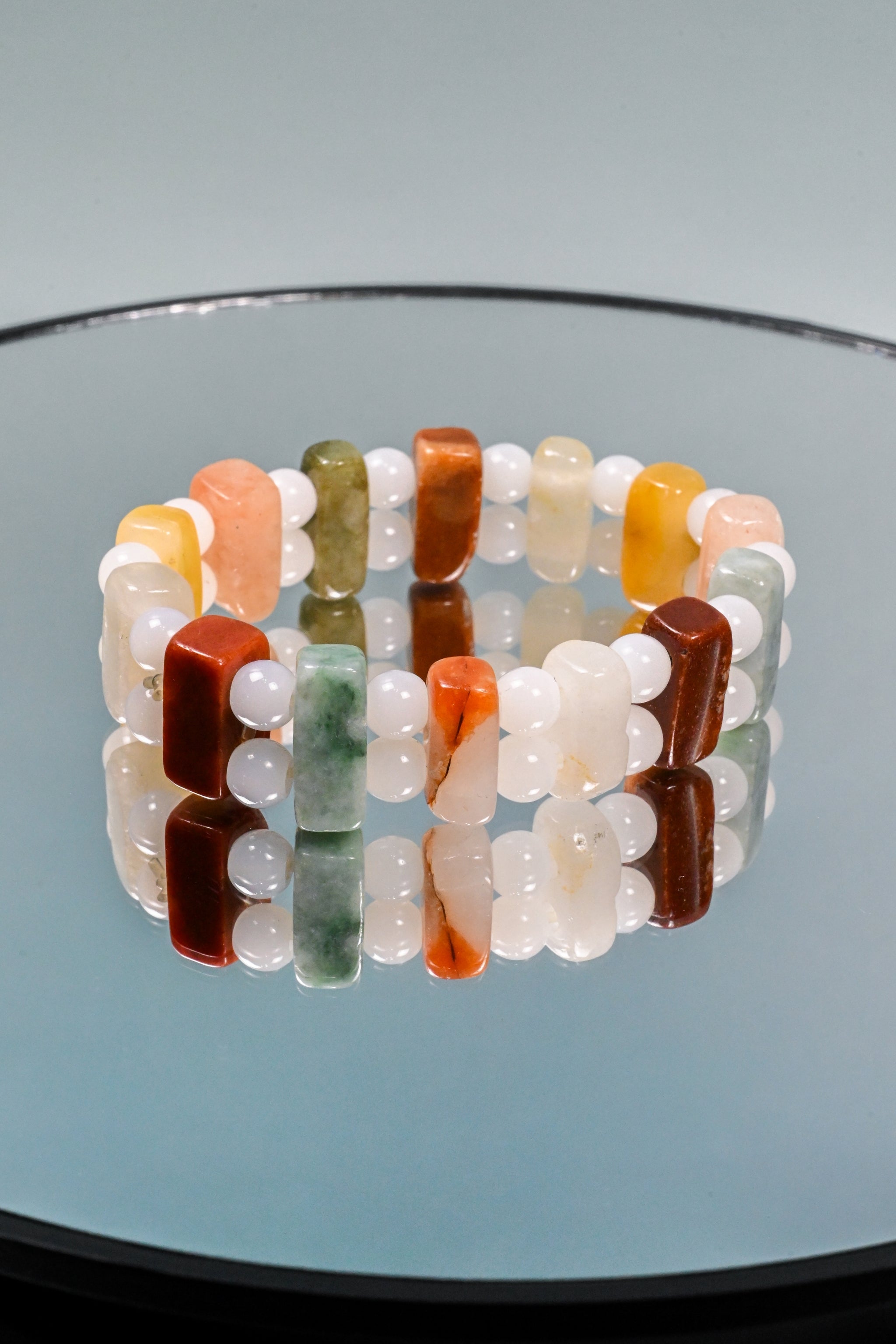 Double Band Jade Bead Bracelet