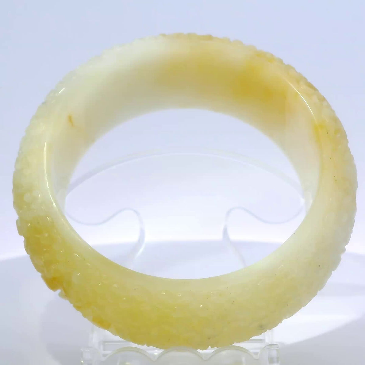 62 Light Honey Engraved Jade Bangle