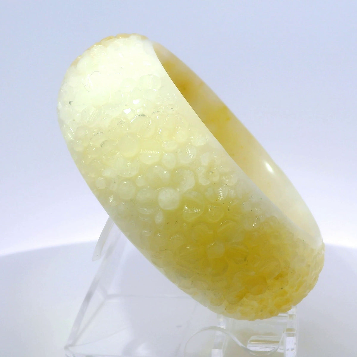 62 Light Honey Engraved Jade Bangle