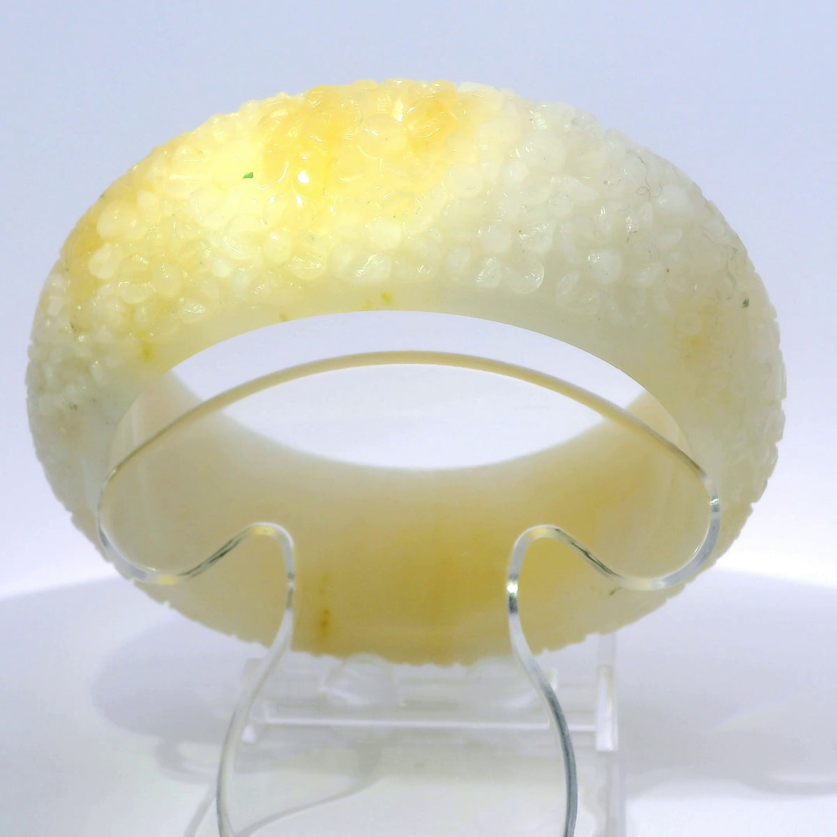 62 Light Honey Engraved Jade Bangle
