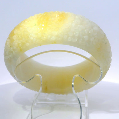 62 Light Honey Engraved Jade Bangle