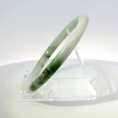 60mm Tri-Moss Round Jade Bangle, side profile close-up showing band thickness, authentic Type A Burma jadeite, Brother Ryan Shop