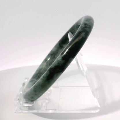 59mm Yin-Yang Round Jade Bangle, side profile close-up showing band thickness, authentic Type A Burma jadeite, Brother Ryan Shop