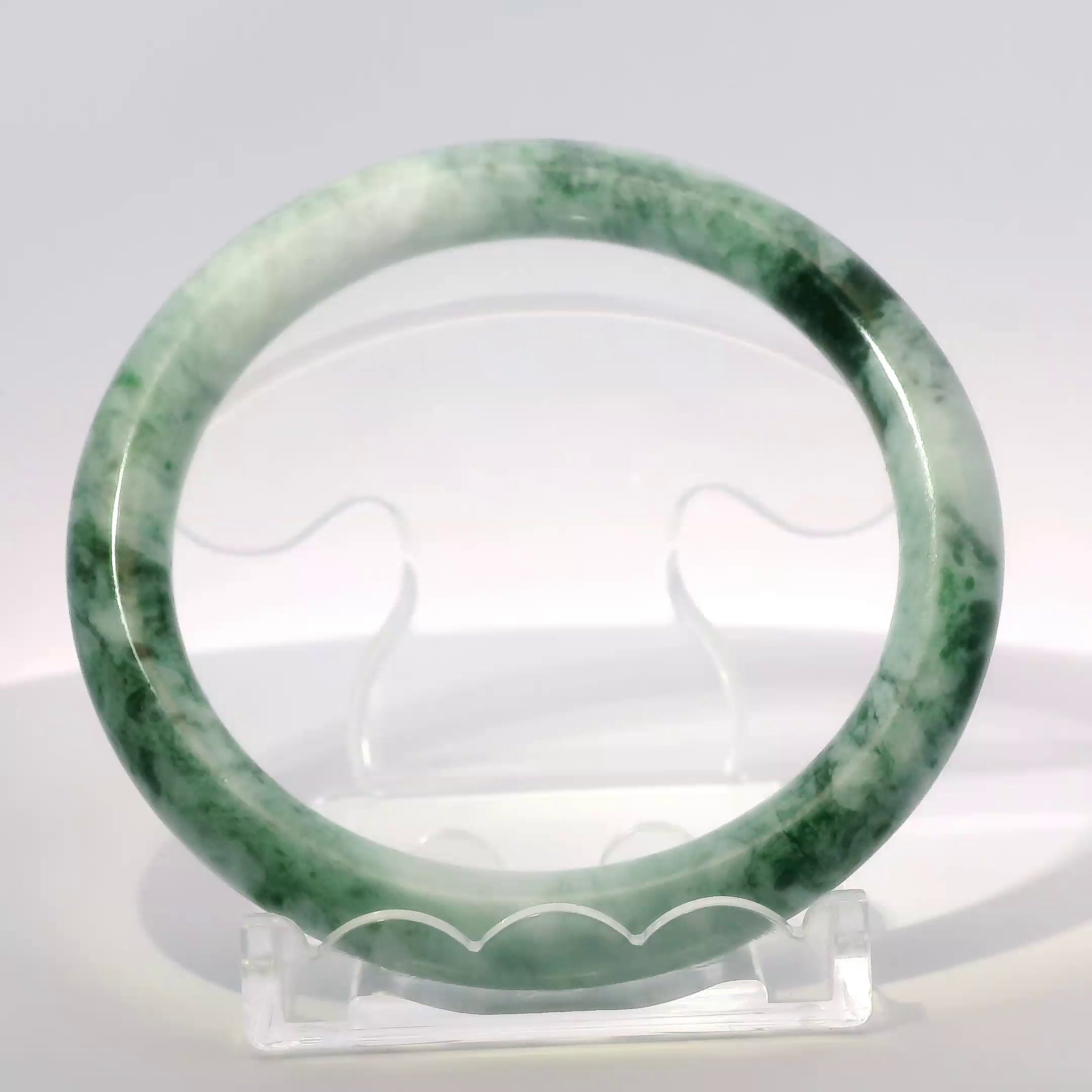 58 Moss Ocean Blue Round Jade Bangle