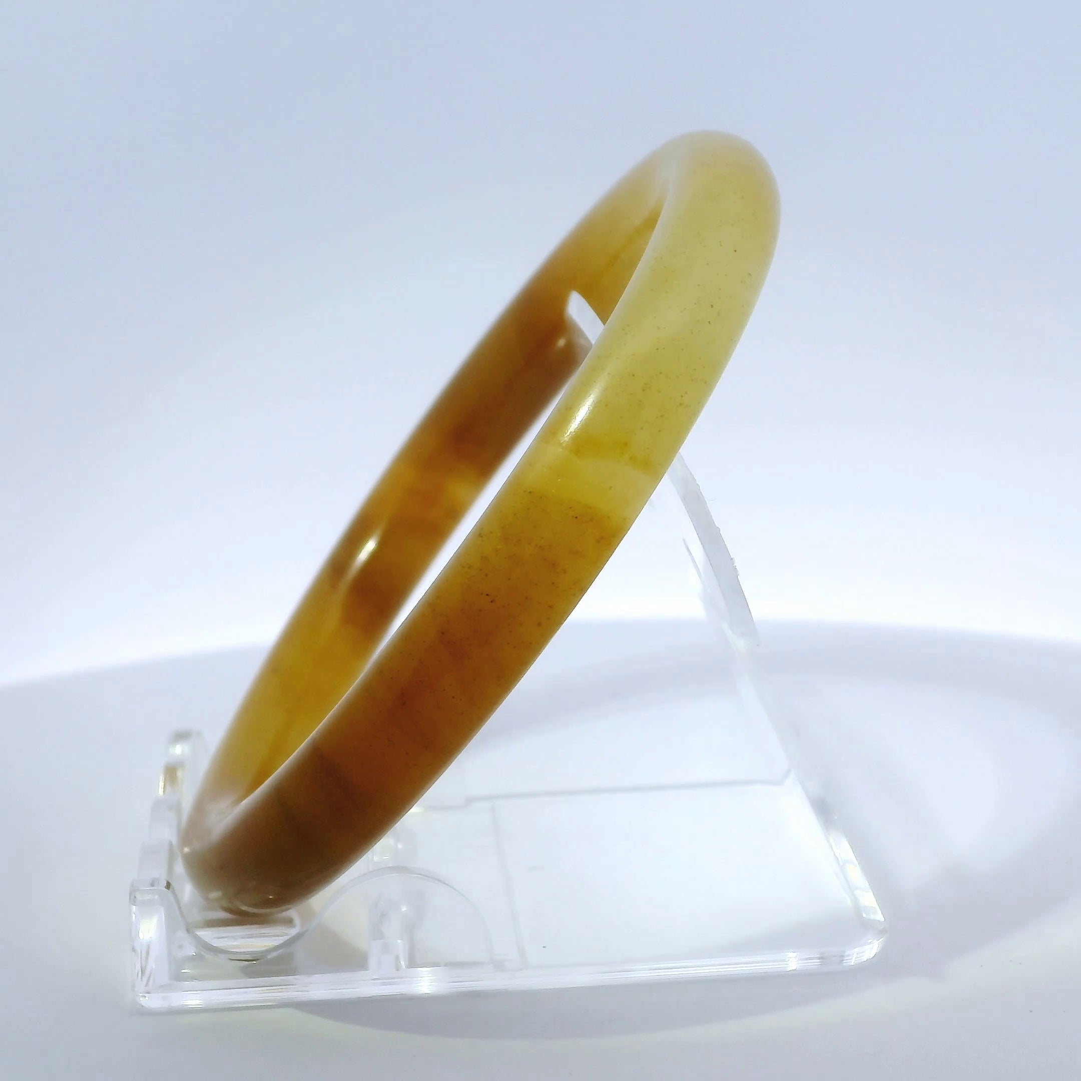 58 Honey Round Cut Jade Bangle