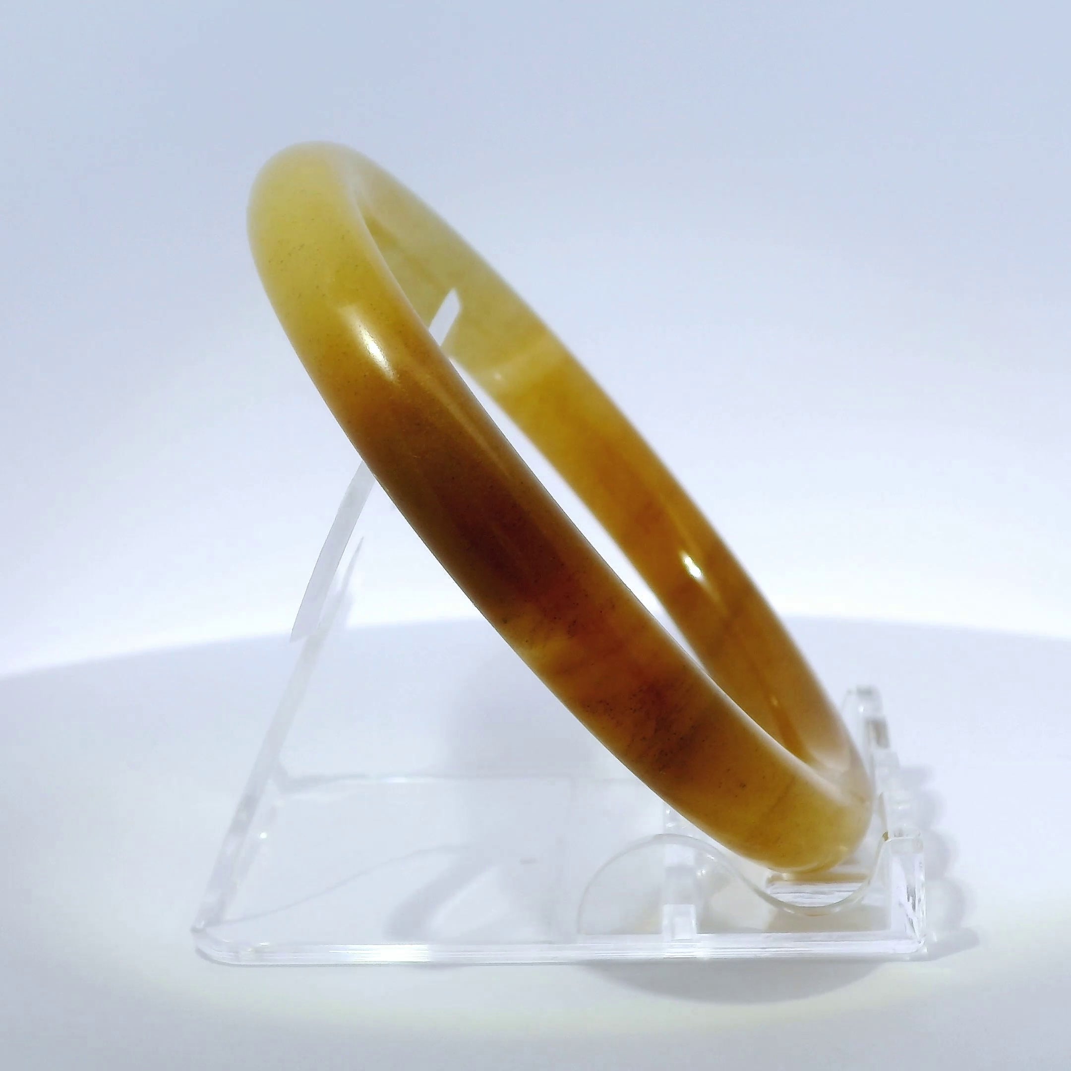 58 Honey Round Cut Jade Bangle