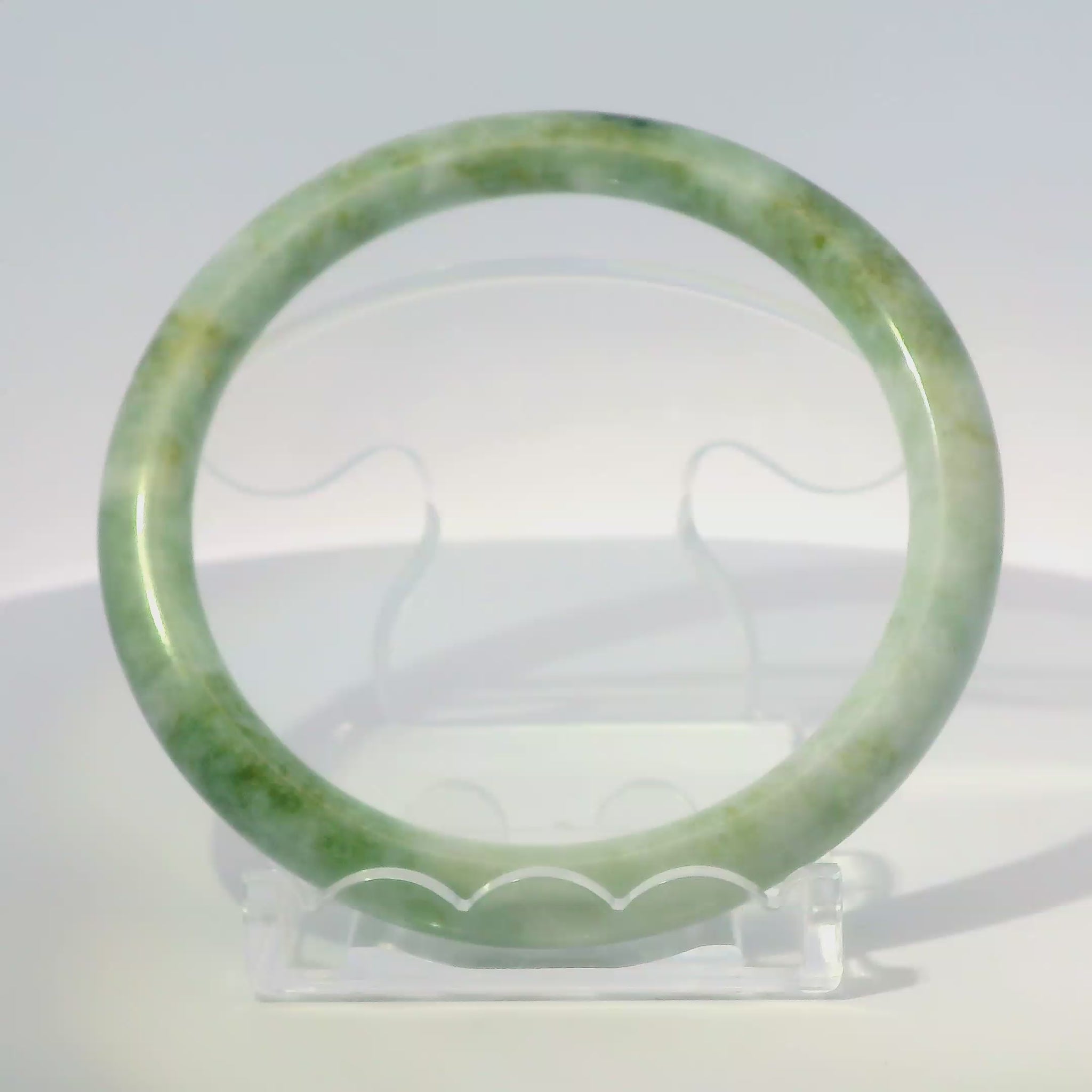 59mm Mix Round Jade Bangle, 360 degree video view, authentic Type A Burma jadeite, Brother Ryan Shop