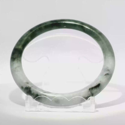 60 Yin-Yang Imperial Green & White Jade Bangle