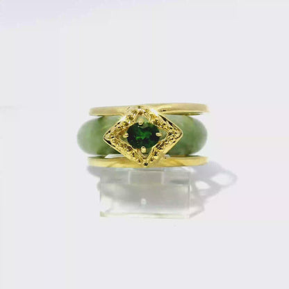 Vintage Jadeite Detachable Ring with Chrome Diopside