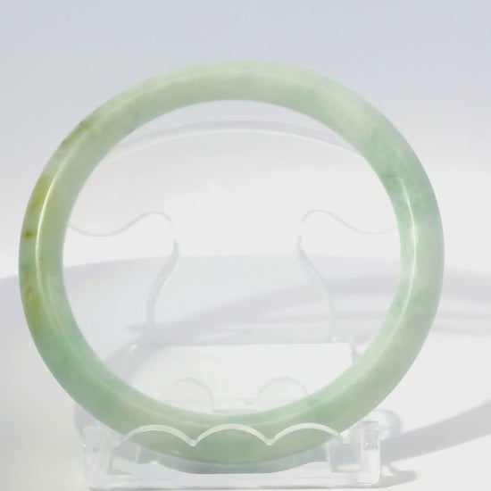56mm Golden Mountain Round Jade Bangle, 360 video showcasing clarity and color, authentic Type A Burma jadeite, Brother Ryan Shop