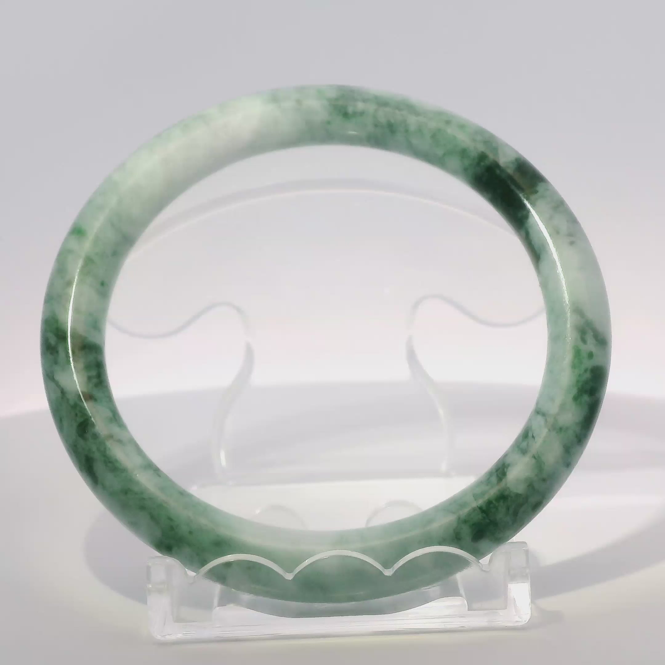 58 Moss Ocean Blue Round Jade Bangle