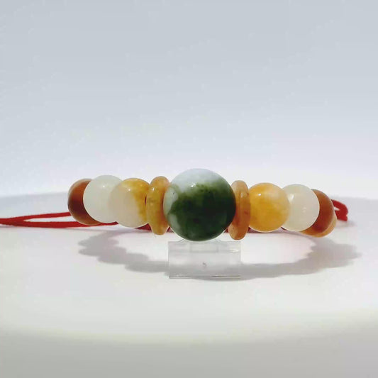 14mm Mixed Jade Adjustable Bead Bracelet